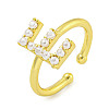 Rack Plating Brass Open Cuff Rings for Women RJEW-F162-01G-E-1