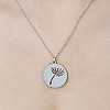 Non-Tarnish 201 Stainless Steel Hollow Dandelion Pendant Necklace NJEW-OY002-08-1