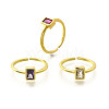 3Pcs 3 Colors Brass Micro Pave Cubic Zirconia Cuff Rings for Women RJEW-S399-06G-4