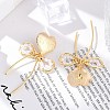 Brass ABS Plastic Pearl Dangle Stud Earrings EJEW-U040-20G-3