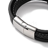 Men's Braided Black PU Leather Cord Multi-Strand Bracelets BJEW-K243-08P-3