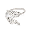 Non-Tarnish 304 Stainless Steel Leaf Open Cuff Ring for Women RJEW-K245-40P-1