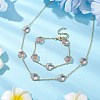 Plum Blossom Glass Links Necklace and Bracelet Sets SJEW-JS01293-01-2