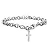 Tarnish Resistant Stainless Steel Cross Charm Bracelet with Rolo Chains for Easter EAER-PW0001-190B-1