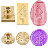 CRASPIRE 2Pcs 2 Styles Golden Plated Wax Seal Brass Stamp Head AJEW-CP0007-53-1