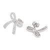 Brass Pave Clear Cubic Zirconia Stud Earrings for Women EJEW-S225-04P-2