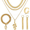 Snake Alloy Earrings & Bracelets & Layered Necklaces & Rings Set WGC39CD-16-1