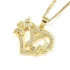 304 Stainless Steel Heart Pendant Necklaces with Cubic Zirconia NJEW-H029-01G-Y-1