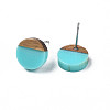 Opaque Resin & Walnut Wood Stud Earrings EJEW-N017-008-B07-3