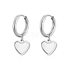 Stylish 304 Stainless Steel Shell Heart Dangle Hoop Earrings for Women's Daily Wear PJ8705-1