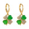 Four Leaf Clover Hoop Earrings Alloy Huggie Hoop Earrings Green Shamrock Hoop Earrings Rhinestone Hoop Earrings St Patrick's Day Ear Jewelry Gift for Women JE1083A-1