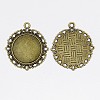 Flat Round Zinc Alloy Pendant Cabochon Settings PALLOY-X0013-RS-2