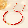 Red Acrylic Bead Woven Brass Bead Braided Bracelets YQ2804-3