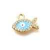 Brass Micro Pave Cubic Zirconia with Evil Eye Enamel Charms KK-G519-08G-02-1