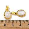 Rack Plating Brass Pave Natural White Shell Oval Charms KK-U025-07G-01-3