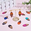 16Pcs 8 Styles Transparent Resin & Walnut Wood Pendants RESI-SZ0001-84-3