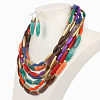 ABS Plastic Rice Beaded Multilayer Necklaces & Dangle Earrings Sets for Women FS-WG0C9E5-01-1