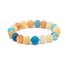 Natural Weathered Agate(Dyed) Round Beaded Stretch Bracelet BJEW-JB08502-1