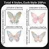 CRASPIRE 4 Sets 4 Styles Holographic Butterfly PET Waterproof Laser Stickers Sets DIY-CP0008-92-2
