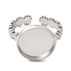 Flower 304 Stainless Steel Cuff Ring Components STAS-P454-05D-P-2