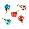 5Pcs Handmade Porcelain Pendants PALLOY-TAC0293-2