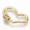 Brass Micro Pave Clear Cubic Zirconia Screw Carabiner Lock Charms ZIRC-S066-007-2