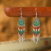 Bohemian Style Alloy Enamel Flat Round Tassel Chandelier Earrings FS-WG14215-07-2