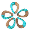 Transparent Resin & Walnut Wood Pendants RESI-S389-026A-B03-1