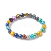 2Pcs 2 Size Dyed Natural Pearl Beaded Stretch Bracelets Set for Mother and Daughter BJEW-JB09189-5
