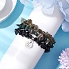 3Pcs 3 Styles Natural Labradorite & Obsidian & Moss Agate  Chips Stretch Bracelets Sets BJEW-JB11076-12-3