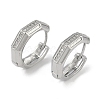 Brass Micro Pave Clear Cubic Zirconia Hoop Earring EJEW-L292-004P-1