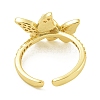 Butterfly Brass Shell Open Cuff Rings for Women RJEW-U011-05G-3