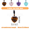 FIBLOOM 4Pcs 4 Style Heart Natural & Synthetic Mixed Gemstone Pendant Necklace with Nylon Cords NJEW-FI0001-50-2