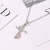 Cross Alloy Crystal Rhinestone Pendant Necklaces for Women Men WG08149-02-1