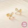 S925 Sterling Silver Clear Cubic Zirconia Butterfly Stud Earrings IY5354-1-2