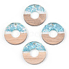 Transparent Resin & White Wood Pendants RESI-N039-52-1