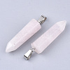 Natural Rose Quartz Point Pendants G-R220-34Q-2
