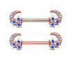 316L Surgical Stainless Steel Royal Blue Enamel Moon Nipple Rings WG12885-04-1