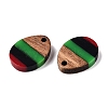 Jamaican Colour Epoxy Resin & Walnut Wood Pendants RESI-N039-122B-2