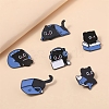 6Pcs 6 Styles Cute Black Cat Alloy Enamel Brooch PW-WG02615-01-2