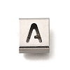 Letter Style 304 Stainless Steel Square Slide Charms STAS-L132-13A-1