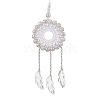 Acrylic Woven Net/Web with Feather Pendant Decorations HJEW-JM02352-2