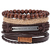 4Pcs Retro Cattlehide Leather Cord Multi-strand Bracelets for Men WGE7990-13-1