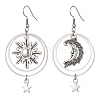 Tibetan Style Alloy Sun & Moon & Star Asymmetrical Earrings EJEW-JE05428-1