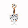 304 Stainless Steel Clear Cubic Zirconia Heart Curved Barbell Belly Rings WG52F32-03-2