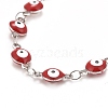 Enamel Oval with Evil Eye Link Chains Bracelet BJEW-P271-04P-01-2