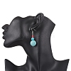 Brass Synthetic Turquoise Dangle Earrings EJEW-JE06535-01-2