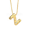 Brass Micro Pave Clear Cubic Zirconia Initial Pendant Necklaces FS-WGF17D9-02-1
