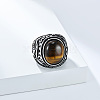 304 Stainless Steel with Natural Tiger Eye Finger Rings for Men FS-WG44E14-14-3