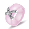 Cross Brass Micro Pave Clear Cubic Zirconia with Porcelain Finger Rings FS-WG0A171-16-1